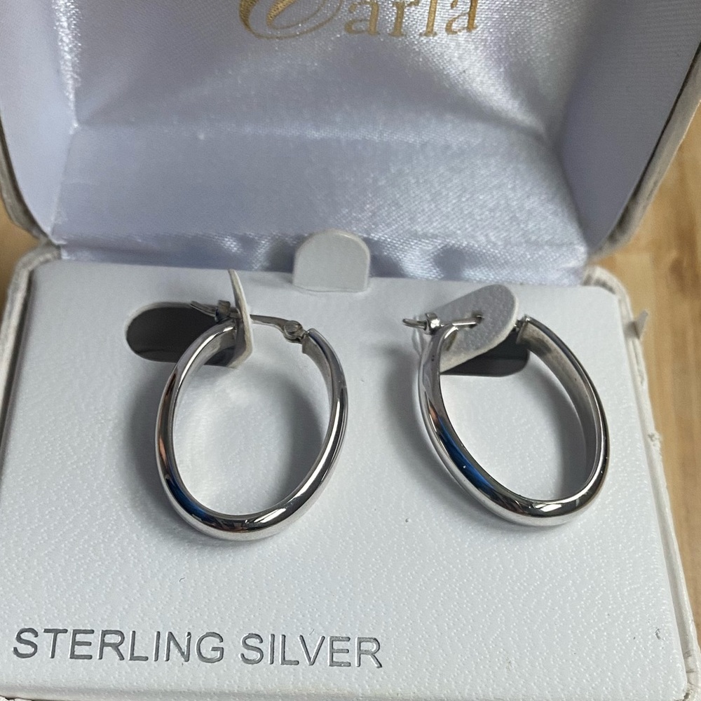 Sterling Silver Oval Hoops Earrings